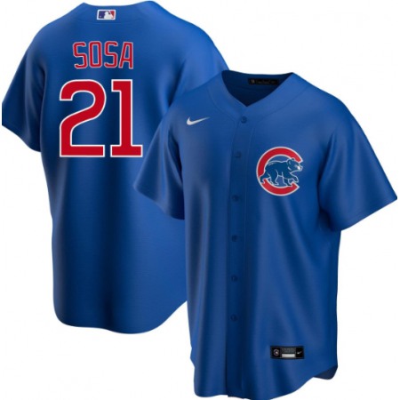 Men's Chicago Cubs Blank #21 Sammy Sosa Blue Cool Base Stitched Jersey