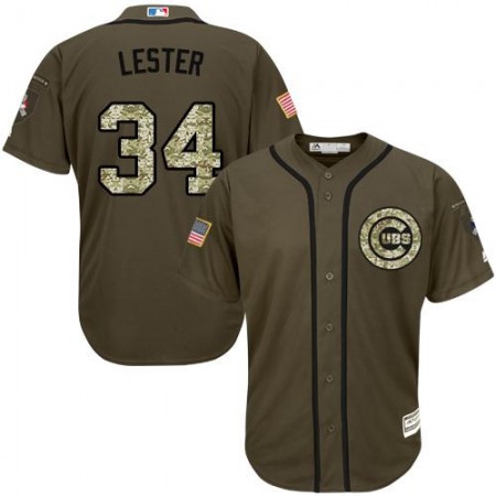 Cubs #34 Jon Lester Green Salute to Service Stitched MLB Jersey