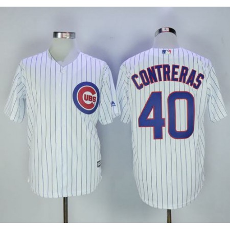 Cubs #40 Willson Contreras White Strip New Cool Base Stitched MLB Jersey