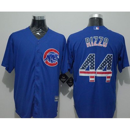 Cubs #44 Anthony Rizzo Blue USA Flag Fashion Stitched MLB Jersey