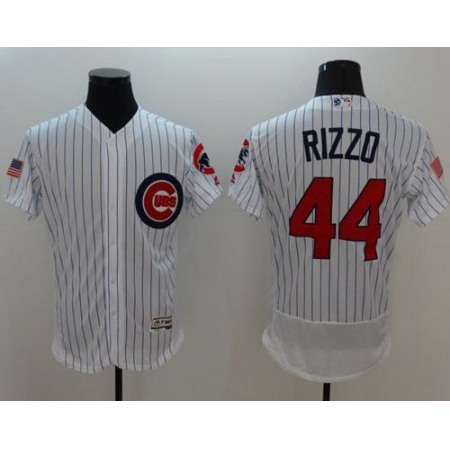 Cubs #44 Anthony Rizzo White Fashion Stars & Stripes Flexbase Authentic Stitched MLB Jersey