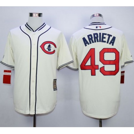 Cubs #49 Jake Arrieta Cream 1929 Turn Back The Clock Stitched MLB Jersey