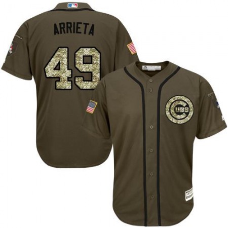 Cubs #49 Jake Arrieta Green Salute to Service Stitched MLB Jersey