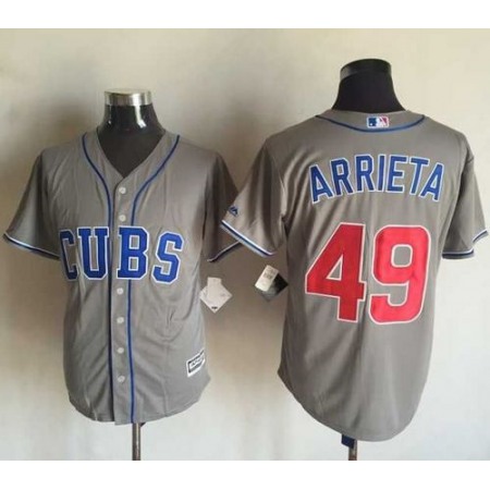 Cubs #49 Jake Arrieta Grey New Cool Base Stitched MLB Jersey