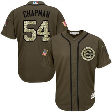 Cubs #54 Aroldis Chapman Green Salute to Service Stitched MLB Jersey