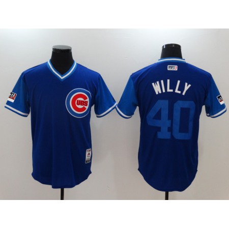 Men's Chicago Cubs #40 Willson Contreras "Willy" Majestic Royal/Light Blue 2018 Players' Weekend Authentic Stitched Jersey