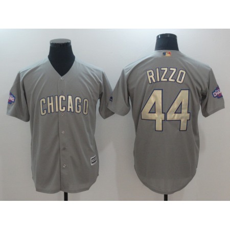 Men's Chicago Cubs #44 Anthony Rizzo World Series Champions Grey Program Cool Base Stitched MLB Jersey