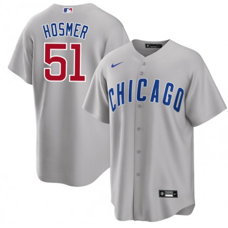 Men's Chicago Cubs #51 Eric Hosmer Grey Cool Base Stitched Jersey