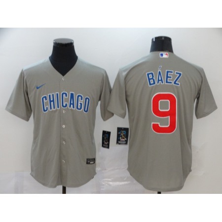 Men's Chicago Cubs #9 Javier Baez Grey Cool Base Stitched MLB Jersey