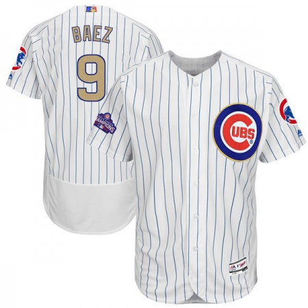 Men's Chicago Cubs #9 Javier Baez Majestic White 2017 Gold Program Flex Base Player Stitched MLB Jersey