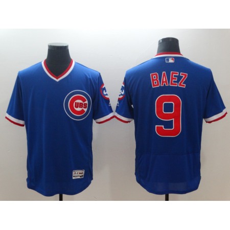 Men's Chicago Cubs #9 Javier Baez Royal Throwback Flexbase Stitched MLB Jersey