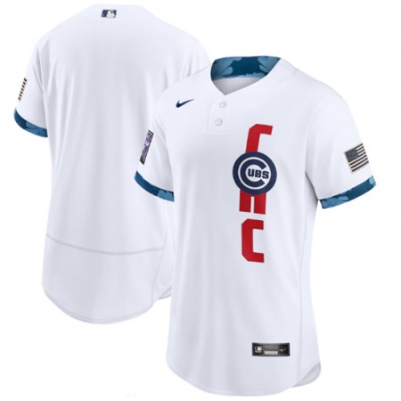 Men's Chicago Cubs Blank 2021 White All-Star Flex Base Stitched MLB Jersey