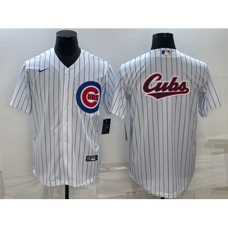 Men's Chicago Cubs White Team Big Logo Cool Base Stitched Jersey