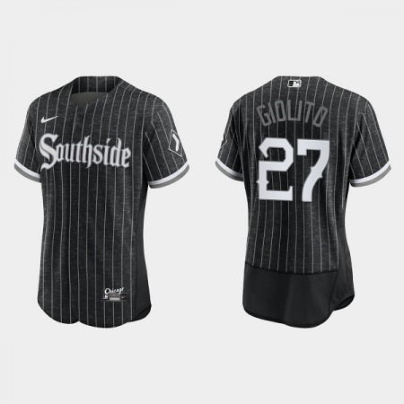 Men's Chicago White Sox #27 Lucas Giolito Black 2021 City Connect Flex Base Stitched Jersey