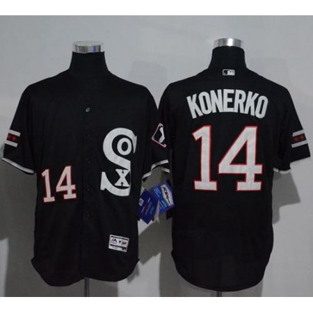 White Sox #14 Paul Konerko Black New Flexbase Authentic Collection Stitched MLB Jersey