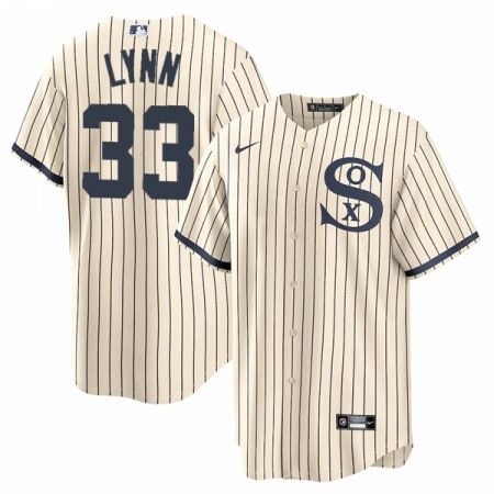 Men's Chicago White Sox #33 Lance Lynn 2021 Cream/Navy Name&Number Field of Dreams Cool Base Stitched Jersey