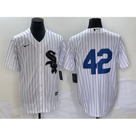 Men's Chicago White Sox #42 Jackie Robinson White Cool Base Stitched Jersey