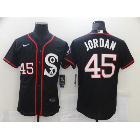 Men's Chicago White Sox #45 Michael Jordan Black Flex Base Stitched Jersey