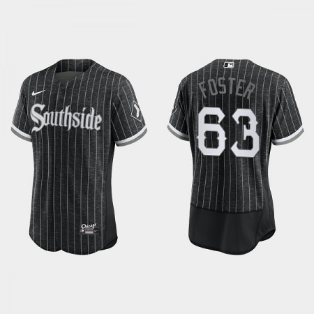 Men's Chicago White Sox #63 Matt Foster Black 2021 City Connect Flex Base Stitched Jersey