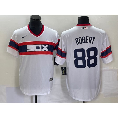 Men's Chicago White Sox #88 Luis Robert White Cool Base Stitched Jersey