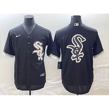 Men's Chicago White Sox Black Team Big Logo Cool Base Stitched Jersey