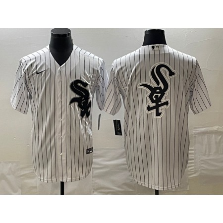 Men's Chicago White Sox White Team Big Logo Cool Base Stitched Jersey