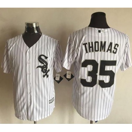 White Sox #35 Frank Thomas White(Black Strip) New Cool Base Stitched MLB Jersey