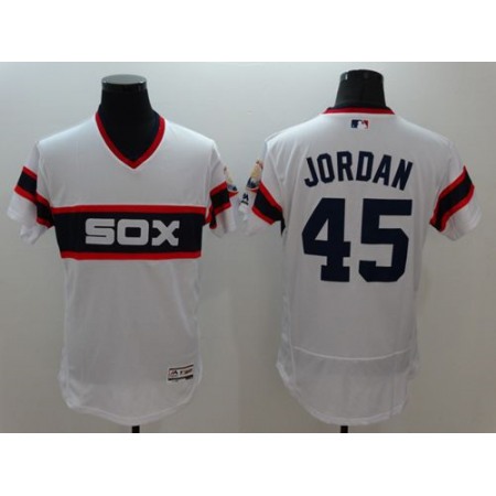 White Sox #45 Michael Jordan White Flexbase Authentic Collection Stitched MLB Jersey