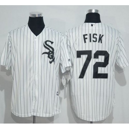 White Sox #72 Carlton Fisk White(Black Strip) New Cool Base Stitched MLB Jersey