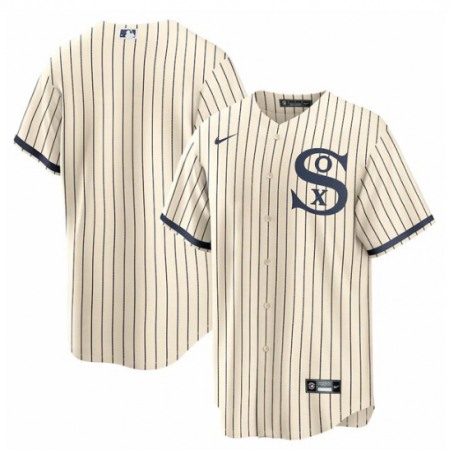 Men's Chicago White Sox Blank 2021 Cream/Navy Field of Dreams Cool Base Stitched Jersey