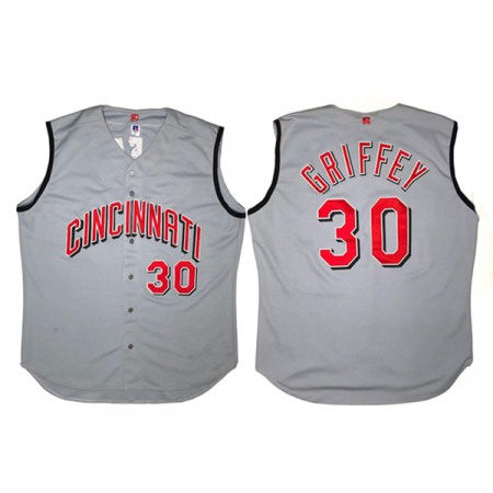 Men's Cincinnati Reds #30 Ken Griffey Jr. Gray Stitched Baseball Jersey