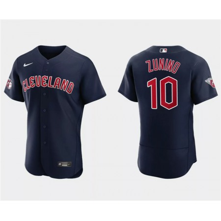 Men's Cleveland Guardians #10 Mike ZuNino Navy Flex Base Stitched Jersey