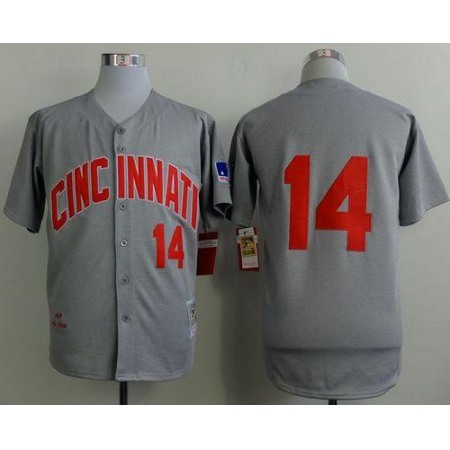 Mitchell And Ness 1969 Reds #14 Pete Rose Grey Throwback Stitched MLB Jersey