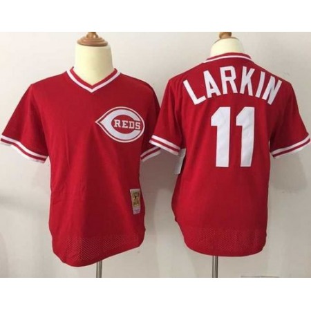 Mitchell And Ness Reds #11 Barry Larkin Red Throwback Stitched MLB Jersey