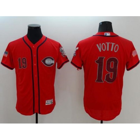 Reds #19 Joey Votto Red Fashion Stars & Stripes Flexbase Authentic Stitched MLB Jersey