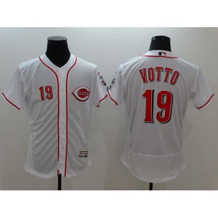 Reds #19 Joey Votto White Flexbase Authentic Collection Stitched MLB Jersey