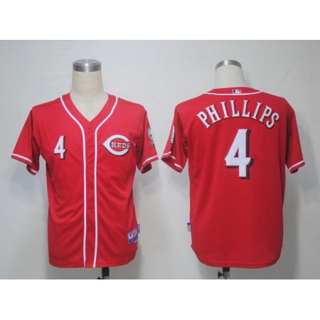 Reds #4 Brandon Phillips Red Cool Base Stitched MLB Jersey