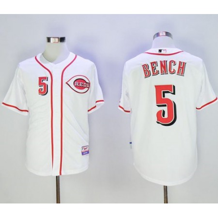 Reds #5 Johnny Bench White Cool Base Stitched MLB Jersey