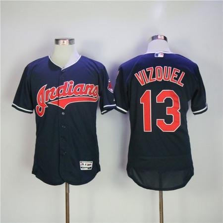 Men's Cleveland indians #13 Omar Vizquel Navy Flexbase Stitched MLB Jersey