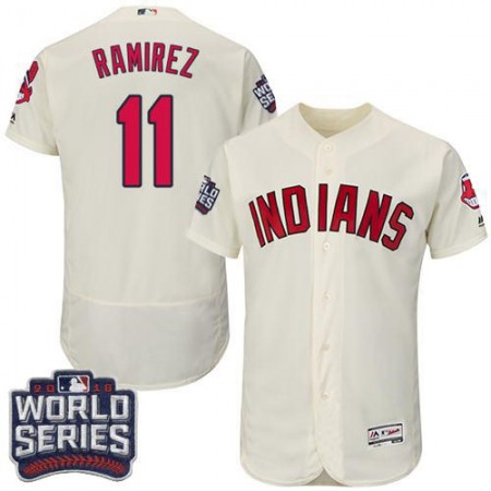 indians #11 Jose Ramirez Cream Flexbase Authentic Collection 2016 World Series Bound Stitched MLB Jersey