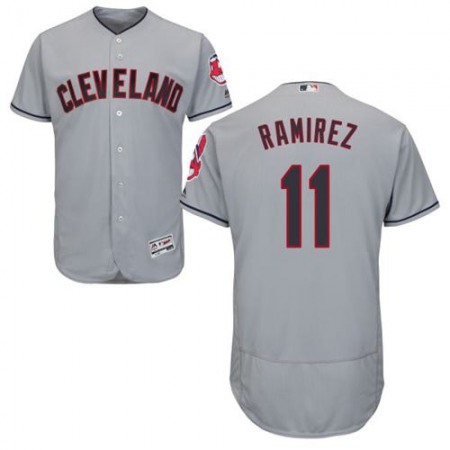 indians #11 Jose Ramirez Grey Flexbase Authentic Collection Stitched MLB Jersey