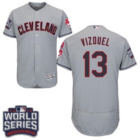 indians #13 Omar Vizquel Grey Flexbase Authentic Collection 2016 World Series Bound Stitched MLB Jersey