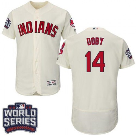 indians #14 Larry Doby Cream Flexbase Authentic Collection 2016 World Series Bound Stitched MLB Jersey