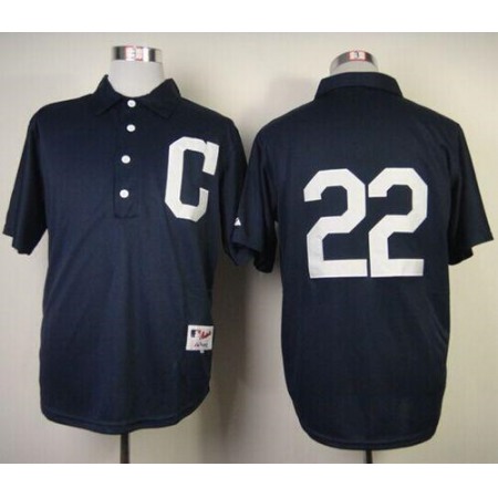 indians #22 Jason Kipnis Navy Blue 1902 Turn Back The Clock Stitched MLB Jersey