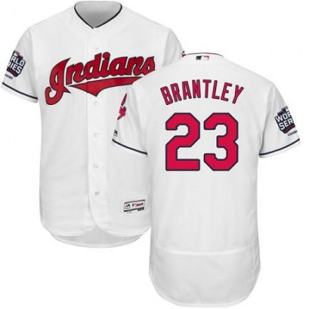 indians #23 Michael Brantley White Flexbase Authentic Collection 2016 World Series Bound Stitched MLB Jersey