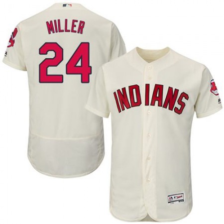 indians #24 Andrew Miller Cream Flexbase Authentic Collection Stitched MLB Jersey