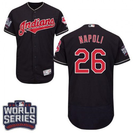 indians #26 Mike Napoli Navy Blue Flexbase Authentic Collection 2016 World Series Bound Stitched MLB Jersey