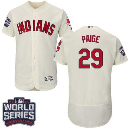 indians #29 Satchel Paige Cream Flexbase Authentic Collection 2016 World Series Bound Stitched MLB Jersey