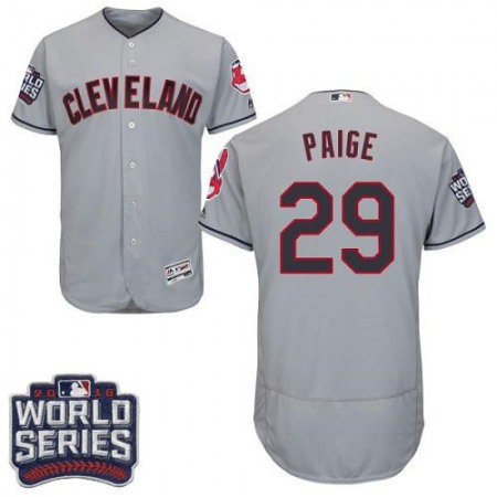 indians #29 Satchel Paige Grey Flexbase Authentic Collection 2016 World Series Bound Stitched MLB Jersey