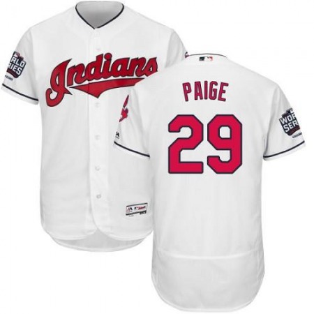 indians #29 Satchel Paige White Flexbase Authentic Collection 2016 World Series Bound Stitched MLB Jersey